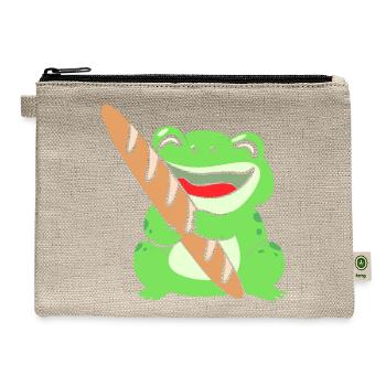 French Bread Baguette Bread Frog - Hemp Carry All Pouch - natural - Front