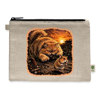 Sunset Standoff: Cat vs Mouse in Ruins - Hemp Carry All Pouch - natural - Front