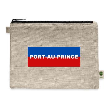 Port-Au-Prince City in Haiti Flag Colors - Hemp Carry All Pouch - natural - Front