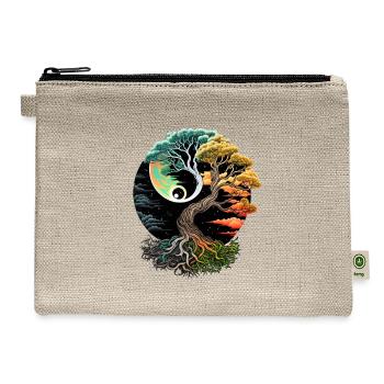 Yin and Yang Bonsai Tree - Hemp Carry All Pouch - natural - Front