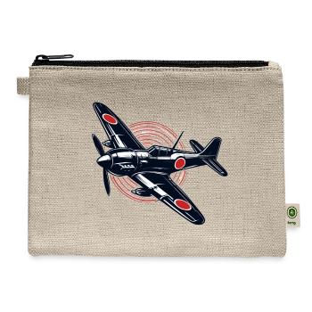 WWII Japanese Mitsubishi A6M Zero Fighter - Hemp Carry All Pouch - natural - Front