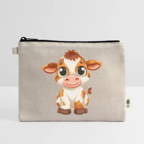 Cute Cartoon Baby Calf with Bright Innocent Eyes - Hemp Carry All Pouch