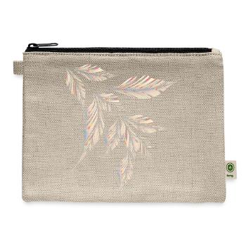 Iridescent Feather Fragments - Hemp Carry All Pouch - natural - Front