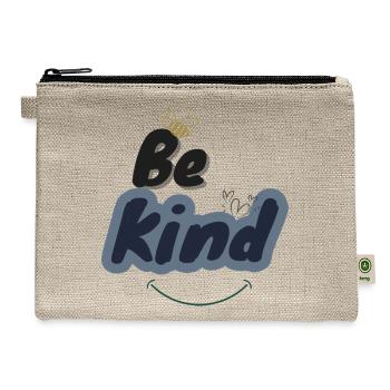 Be Kind – Minimal Positive Quote - Hemp Carry All Pouch - natural - Front