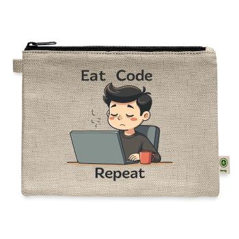 Eat Code Repeat | Programmer Humor Coding Shirt - Hemp Carry All Pouch - natural - Front