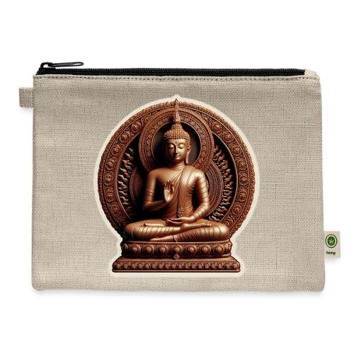 Buddha Statue in meditation and Hand Mudra - Hemp Carry All Pouch