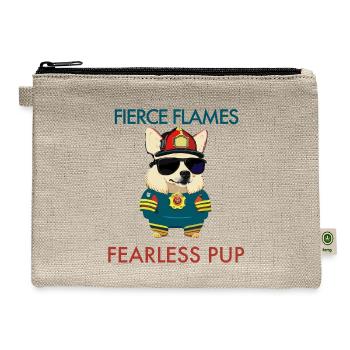 Firefighter Dog | Fearless Pup - Hemp Carry All Pouch - natural - Front