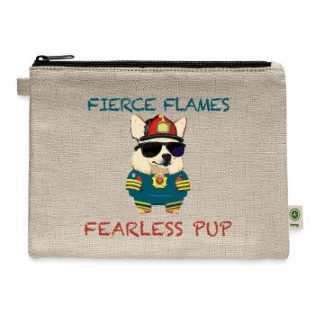 Firefighter Dog | Fearless Pup - Hemp Carry All Pouch - natural - Front