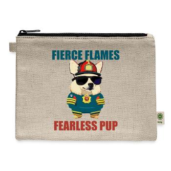 Firefighter Dog | Fearless Pup - Hemp Carry All Pouch - natural - Front