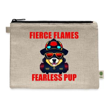 Firefighter Dog | Fearless Pup - Hemp Carry All Pouch - natural - Front