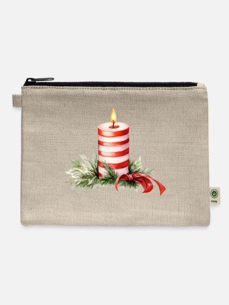 Christmas Candle - Hemp Carry All Pouch - natural