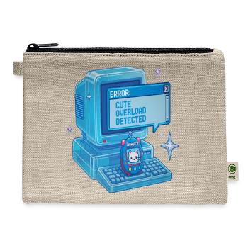 Y2K Retro Tech Computer & Virtual Pet Glitch  - Hemp Carry All Pouch - natural - Front