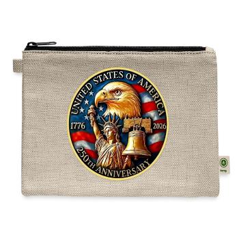 American Liberty 250th Coin Design - Hemp Carry All Pouch - natural - Front