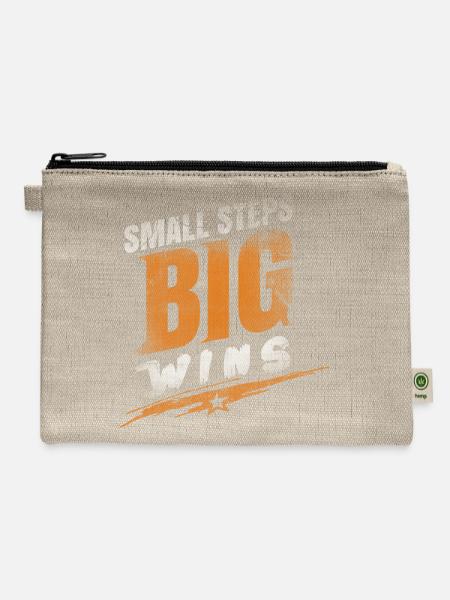 Small Steps Big Wins - Hemp Carry All Pouch - natural