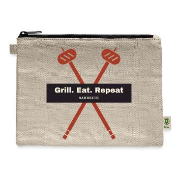 restaurant-Grill_Eat_Repeat_Logo_in_the_middle - Hemp Carry All Pouch - natural - Front