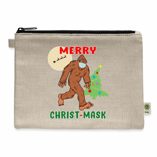 Merry Christmask Sasquatch Mask Social Distance. - Hemp Carry All Pouch