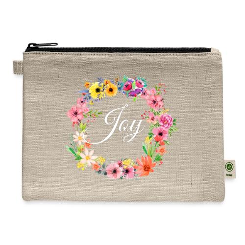 Joy Motivational Floral Gift - Hemp Carry All Pouch