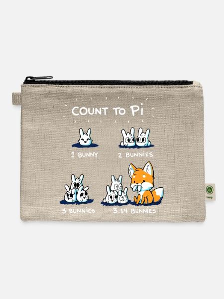 Count To Pi - Hemp Carry All Pouch - natural
