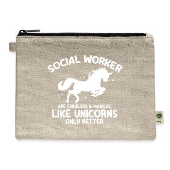 Social Worker Unicorn Social Educator Caregiver - Hemp Carry All Pouch - natural - Front