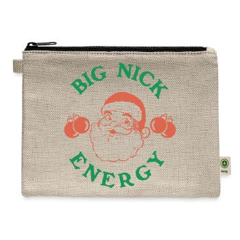 Big Nick Energy Retro Groovy Funny Jolly Santaa - Hemp Carry All Pouch - natural - Front