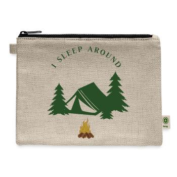 Night Camping with Pine Trees and Tent - Hemp Carry All Pouch - natural - Front