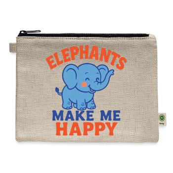 Elephants Make Me Happy - Hemp Carry All Pouch - natural - Front