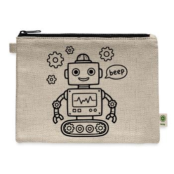 Robot Beep Kids Birthday Tech Nerd STEM - Hemp Carry All Pouch - natural - Front