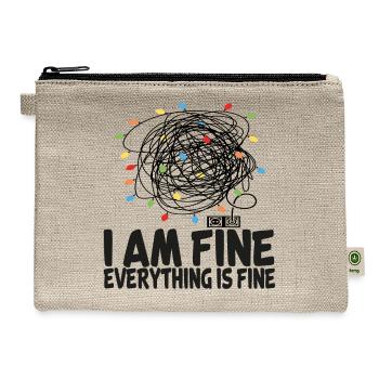 i am fine Everything Is fine, Christmas Lights - Hemp Carry All Pouch - natural - Front