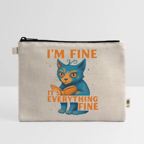 Funny Cat I’m Fine It’s Everything Fine– Retro tee - Hemp Carry All Pouch
