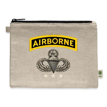 Airborne Paratrooper Crest Badge - Hemp Carry All Pouch - natural - Front