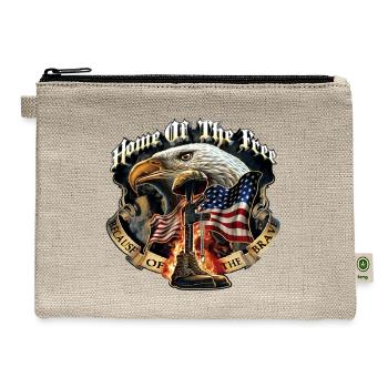 Home of the Brave Eagle Emblem - Hemp Carry All Pouch - natural - Front