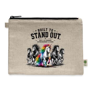 Prismatic Unicorn Leads Wild Stallions - Hemp Carry All Pouch - natural - Front
