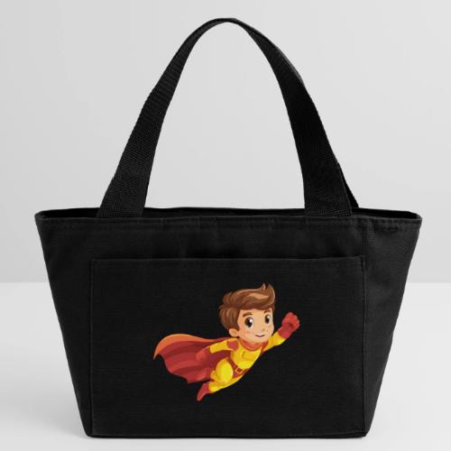 Cheerful Cartoon Superhero Boy Flying High - Recycled Insulated Lunch Bag