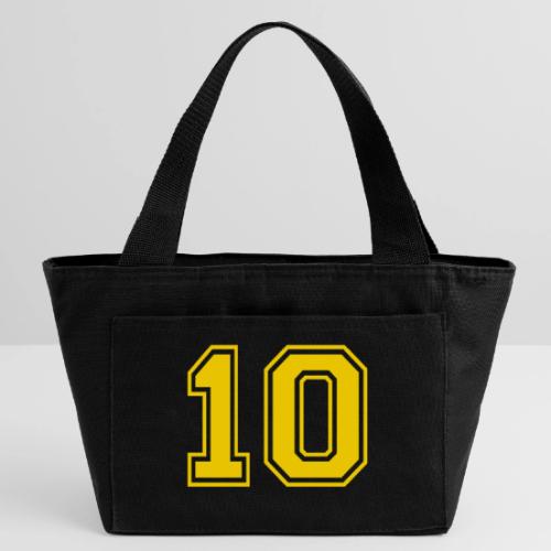 Number 10 in a classic athletic collegiate font - Recycled Insulated Lunch Bag