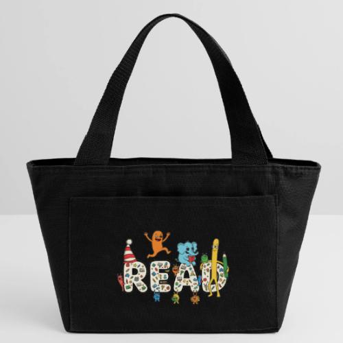 Whimsical READ Kids Cartoon - Recycled Insulated Lunch Bag