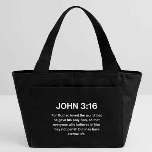 John 3:16 Christian Apparel – White - Recycled Insulated Lunch Bag