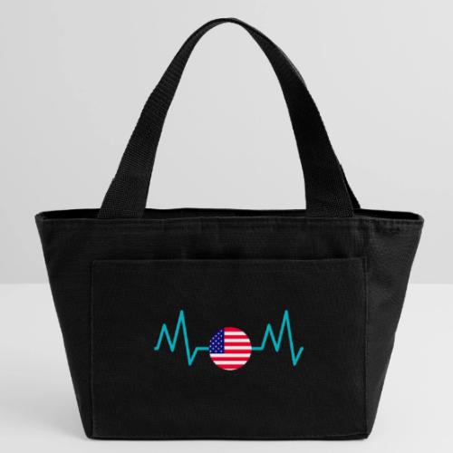 Heartbeat USA Flag – Patriotic American Pride Tee - Recycled Insulated Lunch Bag
