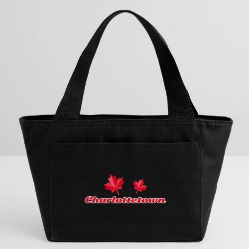 Charlottetown with two red maple leaves - Recycled Insulated Lunch Bag