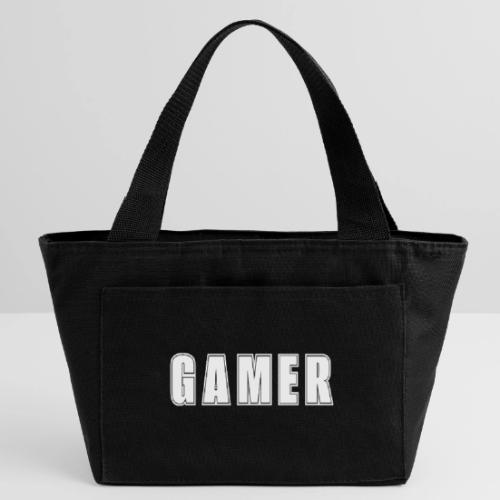 Gamer Collegiate White Text Design - Recycled Insulated Lunch Bag