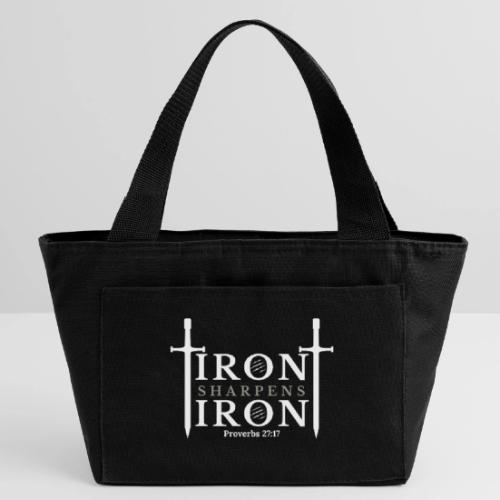 Iron Sharpens Iron - Proverbs 27:17 (White & Grey) - Recycled Insulated Lunch Bag