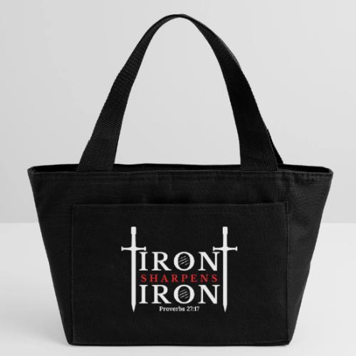 Iron Sharpens Iron - Proverbs 27:17 (White & Red) - Recycled Insulated Lunch Bag