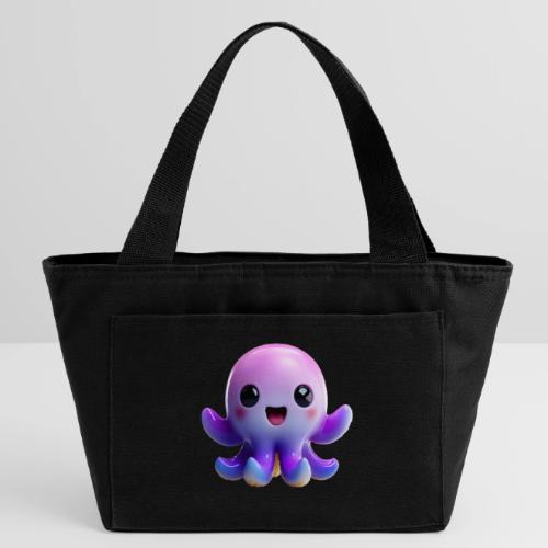 Joyful Cartoon Purple Baby Octopus with Big Smile - Recycled Insulated Lunch Bag