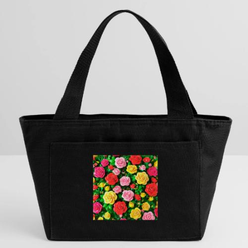 Floral print, colors in rose flowers, nature - Recycled Insulated Lunch Bag