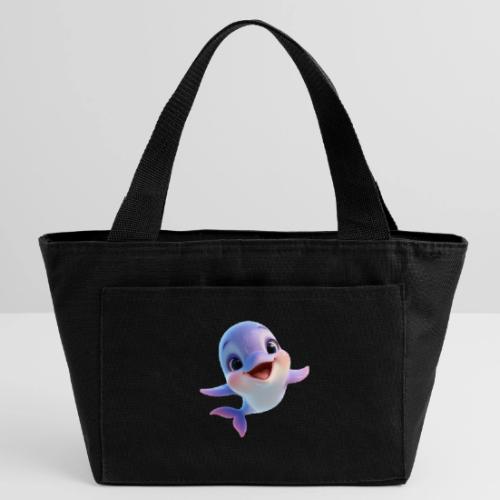 Purple-White Smiling Baby Dolphin - Recycled Insulated Lunch Bag