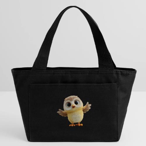 Cute Cartoon Baby Owl with Wings Open - Recycled Insulated Lunch Bag