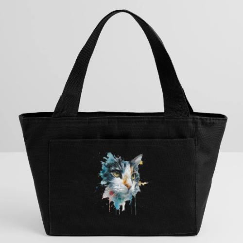Watercolor cat face - Recycled Insulated Lunch Bag