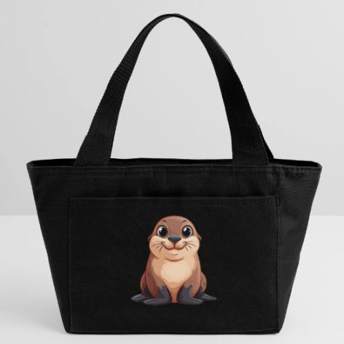 Smiling Cartoon Brown Sea Lion - Recycled Insulated Lunch Bag