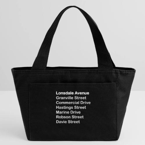 Street Names White Text - Recycled Insulated Lunch Bag