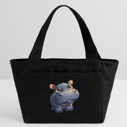 Cute Cartoon Baby Hippo with Big Innocent Eyes - Recycled Insulated Lunch Bag