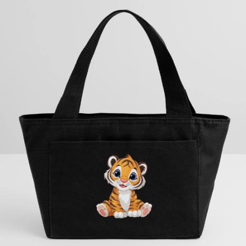 Adorable Cartoon Tiger Cub with Innocent Eyes - Recycled Insulated Lunch Bag